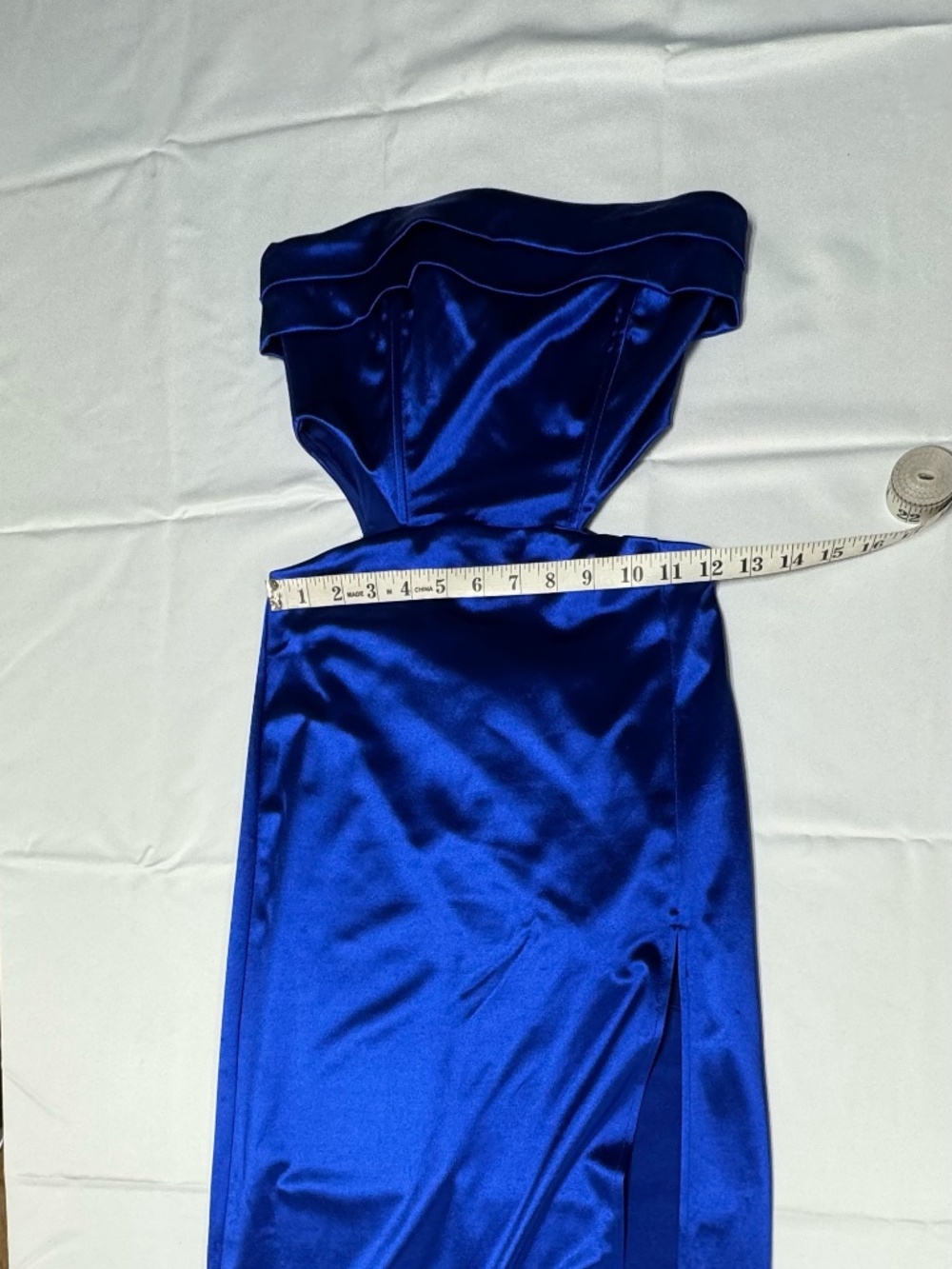 Lucy in the Sky Satin Cutout Corset Maxi in Blue - Size S - NEW Without Tag. - Picture 8 of 15